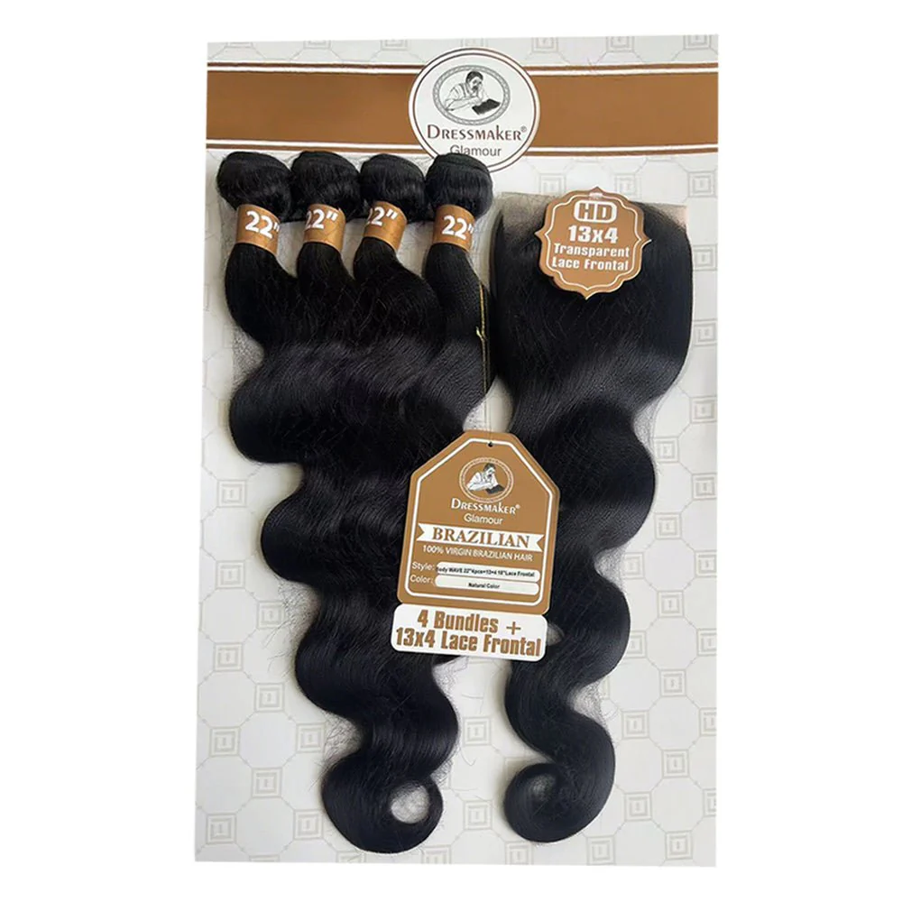 Dream hair Brazilian Hair Body Wave 4pcs + 14'' Lace Frontal (Natural Color) - Imagen 4