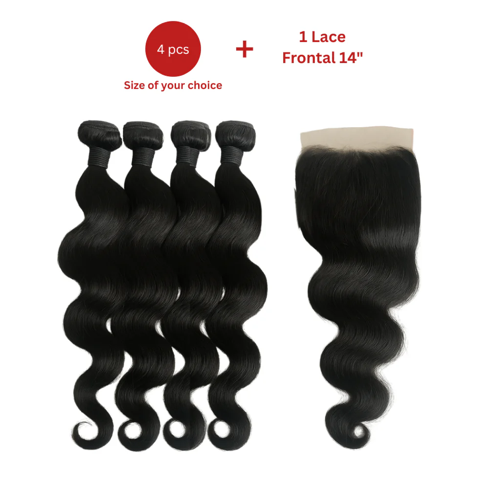 Dream hair Brazilian Hair Body Wave 4pcs + 14'' Lace Frontal (Natural Color) - Imagen 5